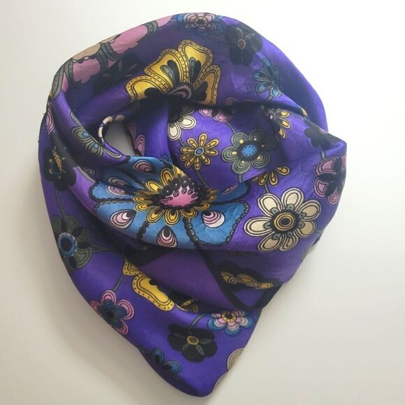 60s Groovy Floral Scarf - Picture 1 of 9